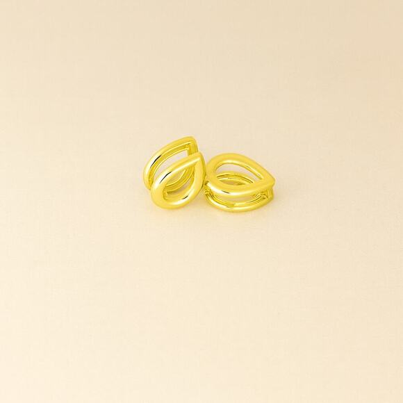 18K Gold Filled Teardrop Huggie Earrings – Minimalist Modern Design - Picture 5 of 5